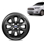 Ficha técnica e caractérísticas do produto Calota Ford Ka + 2015 16 17 18 Aro 14 Preta Brilhante Emblema Prata
