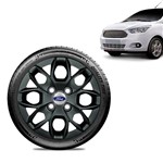 Ficha técnica e caractérísticas do produto Calota Ford Ka Sedan 2015 16 17 18 Aro 14 Preta Brilhante Emblema Prata