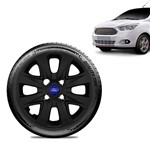 Ficha técnica e caractérísticas do produto Calota Ford Ka + 2015 16 17 18 Aro 14 Preta Fosca Emblema Azul