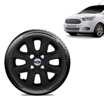 Ficha técnica e caractérísticas do produto Calota Ford Ka + 2015 16 17 18 Aro 14 Preta Fosca Emblema Prata