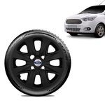 Calota Ford Ka + 2015 16 17 18 Aro 14 Preta Fosca Emblema Prata