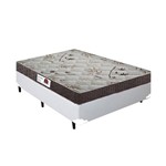 Ficha técnica e caractérísticas do produto Cama Box Casal Colchão Espuma D23 Bordado + Box Sintético Branco Serra Negra 53x138x188