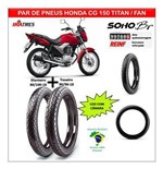 Ficha técnica e caractérísticas do produto Combo Pneus Honda Cg 150 Titan / Fan Dianteiro +traseiro Br - Ira