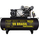Ficha técnica e caractérísticas do produto Compressor de Ar 150L 3 HP 220V 60Hz Monofásico V8 Brasil