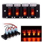 Ficha técnica e caractérísticas do produto DC 12V 16A 4 Gang LED Red Rocker Switch Panel W / Circuit Breaker para carro RV Barco