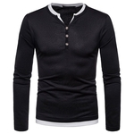 Ficha técnica e caractérísticas do produto Henley shirt Homens Grande Tamanho quente de veludo cor sólida Henley shirt de manga comprida shirt Tops algodão macio