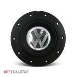 Ficha técnica e caractérísticas do produto Jogo 12 Calota Centro Roda Ferro VW Amarok Aro 13 14 15 4 Furos Preta Fosca