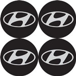 Ficha técnica e caractérísticas do produto Jogo 4 Adesivos Pvc P/ Calota Emblema 48mm Hyundai Preto - Resinew