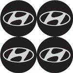 Kit 4 Adesivo PVC P/ Calota Emblema 48mm Hyundai Preto