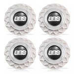 Ficha técnica e caractérísticas do produto Jogo 4 Calota Centro Roda BRW BBS 900 Branca Cromada Emblema Fibra C