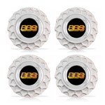Ficha técnica e caractérísticas do produto Jogo 4 Calota Centro Roda BRW BBS 900 Branca Cromada Emblema Preta