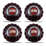 Ficha técnica e caractérísticas do produto Jogo 4 Calota Centro Roda BRW BBS 900 Vermelha Cromada Emblema Fibra com Calota