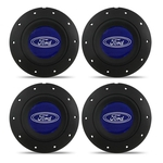 Ficha técnica e caractérísticas do produto Jogo 4 Calota Centro Roda Ferro Amarok Ford Courier Preta Fosca Emblema Azul