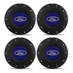 Ficha técnica e caractérísticas do produto Jogo 4 Calota Centro Roda Ferro Amarok Ford Escort Preta Fosca Emblema Azul