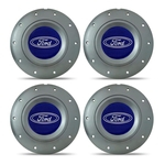 Ficha técnica e caractérísticas do produto Jogo 4 Calota Centro Roda Ferro Amarok Ford Ecosport 4 Furos Grafite Emblema Azul