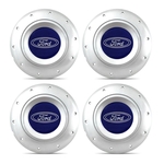 Ficha técnica e caractérísticas do produto Jogo 4 Calota Centro Roda Ferro Amarok Ford Versailles Prata Emblema Azul