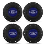 Ficha técnica e caractérísticas do produto Jogo 4 Calota Centro Roda Ferro Amarok Ford Focus 4 Furos Preta Fosca Emblema Azul