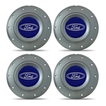 Ficha técnica e caractérísticas do produto Jogo 4 Calota Centro Roda Ferro Amarok Ford Courier Grafite Emblema Azul