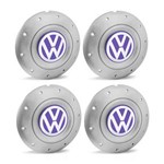 Ficha técnica e caractérísticas do produto Jogo 4 Calota Centro Roda Ferro VW Amarok Aro 13 14 15 4 Furos Prata Emblema Lilás Calota