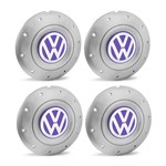 Ficha técnica e caractérísticas do produto Jogo 4 Calota Centro Roda Ferro Vw Amarok Aro 13 14 15 4 Furos Prata Emblema Lilás