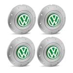 Ficha técnica e caractérísticas do produto Jogo 4 Calota Centro Roda Ferro Vw Amarok Aro 14 15 5 Furos Prata Emblema Verde Calota