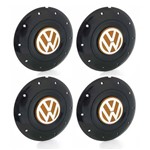 Ficha técnica e caractérísticas do produto Jogo 4 Calota Centro Roda Ferro Vw Amarok Aro 13 14 15 4 Furos Preta Brilhante Emblema Laranja