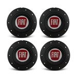 Ficha técnica e caractérísticas do produto Jogo 4 Calota Centro Roda Ferro Vw Amarok Aro 13 14 15 4 Furos Preta Fosca Emblema Fiat Vermelha