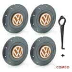 Ficha técnica e caractérísticas do produto Jogo 4 Calota Centro Roda Ferro VW Amarok Aro 14 15 4 Furos Grafite Emblema Laranja + Chave de Remoç Calota