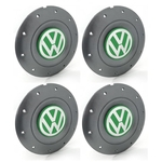Ficha técnica e caractérísticas do produto Jogo 4 Calota Centro Roda Ferro VW Amarok Aro 14 15 4 Furos Grafite Emblema Verde