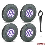 Ficha técnica e caractérísticas do produto Jogo 4 Calota Centro Roda Ferro Vw Amarok Aro 14 15 5 Furos Grafite Emblema Lilás + Chave de Remoção