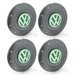 Jogo 4 Calota Centro Roda Ferro Vw Amarok Aro 14 15 5 Furos Grafite Emblema Verde