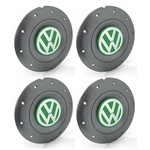 Ficha técnica e caractérísticas do produto Jogo 4 Calota Centro Roda Ferro VW Amarok Aro 14 15 5 Furos Grafite Emblema Verde