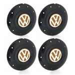 Ficha técnica e caractérísticas do produto Jogo 4 Calota Centro Roda Ferro VW Amarok Aro 13 14 15 4 Furos Preta Brilhante Emblema Laranja