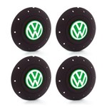 Ficha técnica e caractérísticas do produto Jogo 4 Calota Centro Roda Ferro VW Amarok Aro 13 14 15 4 Furos Preta Fosca Emblema Verde Calota