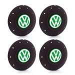 Ficha técnica e caractérísticas do produto Jogo 4 Calota Centro Roda Ferro VW Amarok Aro 14 15 5 Furos Preta Fosca Emblema Verde Calota