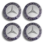 Ficha técnica e caractérísticas do produto Jogo 4 Calota Centro Roda Mercedes Classe a 45 Amg Emblema Azul