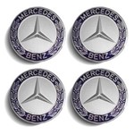 Ficha técnica e caractérísticas do produto Jogo 4 Calota Centro Roda Mercedes Classe e 400 420 Emblema Azul Calota