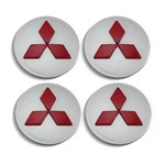 Ficha técnica e caractérísticas do produto Jogo 4 Calota Centro Roda Mitsubishi Asx Prata Vermelha Relevo