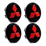 Ficha técnica e caractérísticas do produto Jogo 4 Calota Centro Roda Mitsubishi Triton Preta Vermelha Relevo