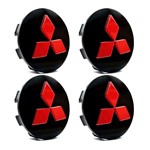 Ficha técnica e caractérísticas do produto Jogo 4 Calota Centro Roda Mitsubishi Pajero TR4 Preta Vermelha Alto Relevo