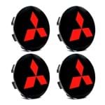Ficha técnica e caractérísticas do produto Jogo 4 Calota Centro Roda Mitsubishi Pajero TR4 Preta Vermelha Calota