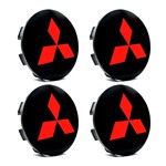 Ficha técnica e caractérísticas do produto Jogo 4 Calota Centro Roda Mitsubishi Pajero TR4 Preta Vermelha