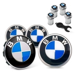 Ficha técnica e caractérísticas do produto Jogo 4 Calota Centro Roda Original BMW + Bicos Cromados Emblema Azul