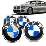 Ficha técnica e caractérísticas do produto Jogo 4 Calota Centro Roda Original BMW Serie 7 2019+ Emblema Azul