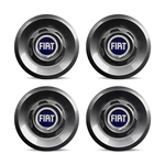 Ficha técnica e caractérísticas do produto Jogo 4 Calota Centro Roda VW Saveiro Modelo Novo 4 Furos Grafite Brilhante Emblema Fiat Azul