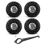 Ficha técnica e caractérísticas do produto Jogo 4 Calota Roda Ferro Vw Amarok Preta F P Gol G7 + Chave de Remoção Calota