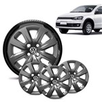 Ficha técnica e caractérísticas do produto Jogo 4 Calota Volkswagen Vw Gol 2014 15 16 Aro 14 Grafite Brilhante