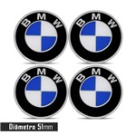 Ficha técnica e caractérísticas do produto Jogo 4 Emblema Roda BMW 51mm - Calota
