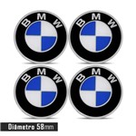 Ficha técnica e caractérísticas do produto Jogo 4 Emblema Roda BMW 58mm - Calota