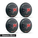 Ficha técnica e caractérísticas do produto Jogo 4 Emblema Roda BRW Carbono/Preto 65mm